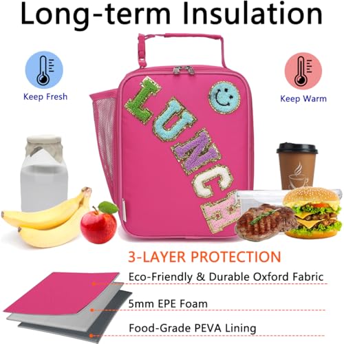 GYEUKHAM Insulated Lunch Bag for Women Girl Teen large Insulated Kid Lunch Bag,Large Reusable Cute Cooler Bag for School Work Picnic,Rose Red - color: Rose Red