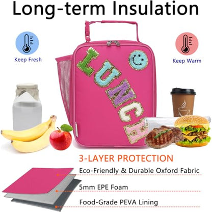 GYEUKHAM Insulated Lunch Bag for Women Girl Teen large Insulated Kid Lunch Bag,Large Reusable Cute Cooler Bag for School Work Picnic,Rose Red - color: Rose Red