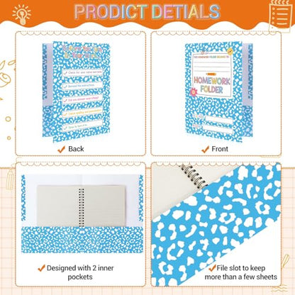 Funrous 24 Pcs Writing Pocket Folders Bulk Classroom Homework Folders with Two Pocket Composition Take Home Folder Gifts for Classroom Home Office Elementary Students Teachers School Supplies