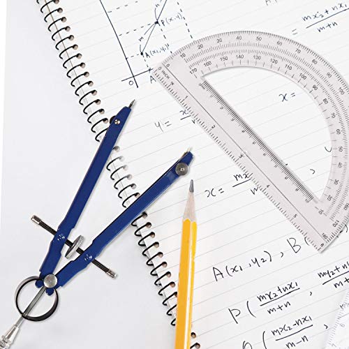 Professional Precision Compass Set, Metal Spring Bow Compass with Protractor, Lock, Pencil Leads & Screw Replacements, for Geometry, Math, Drafting, Drawing & Measuring, School & Office Supplies