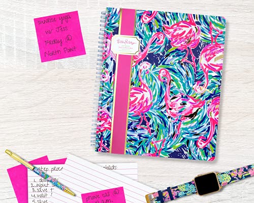 Lilly Pulitzer Large Hardcover Spiral Notebook, 11" x 9.5" with 160 College Ruled Pages, Flamenco Beach