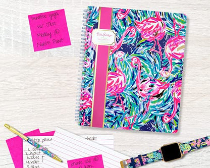 Lilly Pulitzer Large Hardcover Spiral Notebook, 11" x 9.5" with 160 College Ruled Pages, Flamenco Beach