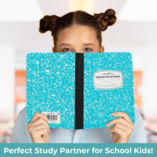 Paper Rite Assorted Marble Composition Notebook Wide Ruled (9.75x7.5 in), 100 Sheets | 200 Pages | For School, Office, Students, Teachers (2, Blue & Pink)