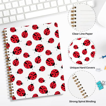 NISTOMISU Ladybug Spiral Notebook 5.8x8.3 Inch, Ladybird Notebooks, Ladybug Gifts for Women Journal Notebook, Lady Bugs Gifts Women Journal, A5 Lined Paper Hardcover Spiral Notebooks - color: Ladybug Print