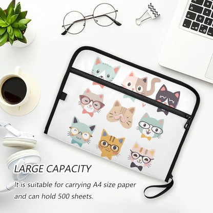 Funny Cats Expanding Accordion File Folder with 13 Pockets and Zipper Closure - color: Funny Cats
