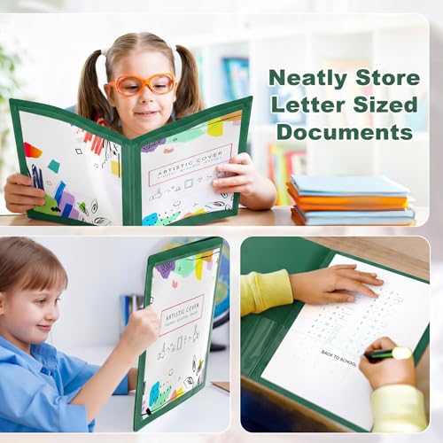 Henoyso 24 Pcs Plastic Folders with Clear Front Pockets Heavy Duty Take Home Back to School Pockets Homework Folders for School Students Parent Teacher Classroom Communication (Dark Green) - color: Dark Green