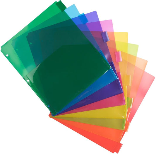 JAM PAPER Plastic Index 8-Tab Dividers w/Double Pockets - 9 3/4 x 11 1/2 - Assorted Multi-Color - 2 Packs of 8 Tabs/Set - color: Pack of 2, size: 8-Tab with Pockets - Multi-Color