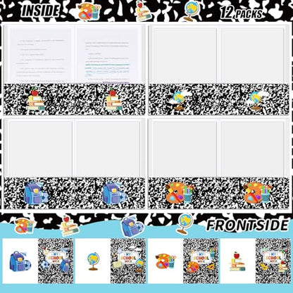 Kosiz 12 Pcs 9x12 Composition Book 2 Pocket Folder, Cute Marble Take Home File Bulk Kid Student Homework Paper File Folder for School Classwork Office Home Classroom Teacher Business Party Supply - style: Composition Book