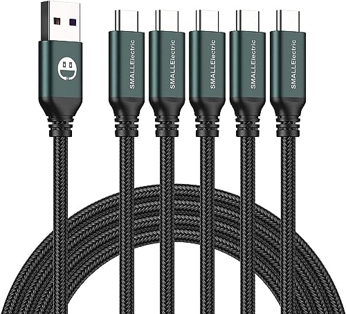 SMALLElectric USB Type C Cable 5-Pack 3FT, USB Type A to C Fast Charger Cords for Galaxy S20 S10 S9 S8 Plus, Braided Fast Charging Cable for Note 10 9 8, LG V50 V40 G8 G7,(Green) - color: Green, size: 3foot