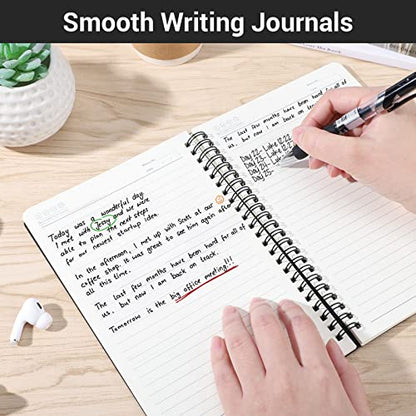 EUSOAR A5 Spiral Notebook, 6 Pack 5.5" x 8.3" 120 Pages Hardcover Lined Travel Writing College Ruled Notebooks, Memo Notepad Sketchbook, Students Office Business Subject Diary Ruled Book Journal - color: Black, size: 6 Packs