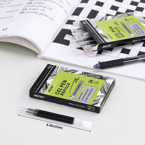 Gel Ink Refills for Retractable Click Pens, Medium Point Pen Refills | Pen Refills Compatible with Pilot G2 Pentel Energel Jetstream Sharpie S-Gel Uniball Signo Zebra Sarasa (black, 0.5mm, 24 pcs) - color: Black, size: 0.5MM