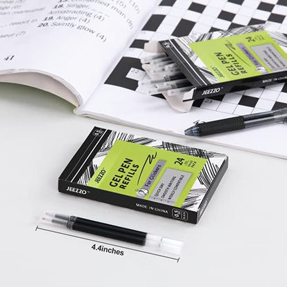 Gel Ink Refills for Retractable Click Pens, Medium Point Pen Refills | Pen Refills Compatible with Pilot G2 Pentel Energel Jetstream Sharpie S-Gel Uniball Signo Zebra Sarasa (black, 0.5mm, 24 pcs) - color: Black, size: 0.5MM