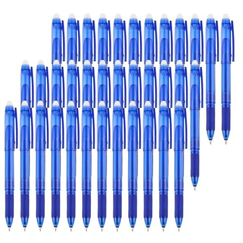 Volcanics 36 Pack Blue Erasable Gel Pens, 0.7mm Fine Point, Smooth & Fast-Drying Ink, Capped Design, Refillable School Office Pens for Students, Teachers, Note Taking & Journaling - color: Blue, size: 1 Count (Pack of 36)
