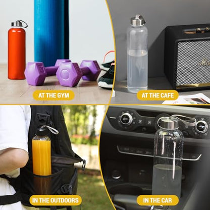 novelinks 27 OZ Plastic Water Bottles Reusable Water Bottles with Airtight Juice Bottle with Stainless Steel Lids for Eco-Friendly Travel Drinks and Beverages,6 Pack