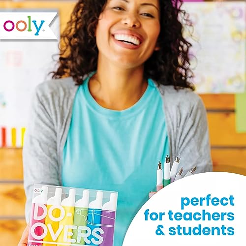 OOLY Do-Overs Erasable Highlighters [Set of 6] - Chisel Tip-for Note Taking, Drawing, Art Supplies, School Supplies for Kids of All Ages [Do Over Highlighters]