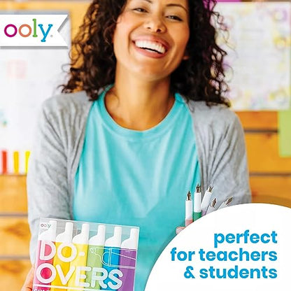 OOLY Do-Overs Erasable Highlighters [Set of 6] - Chisel Tip-for Note Taking, Drawing, Art Supplies, School Supplies for Kids of All Ages [Do Over Highlighters]
