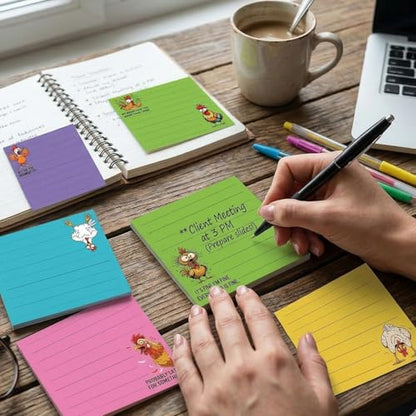 Funny Chicken Sticky Notes Gifts, 9 Pack Funny Notepads 3x3 Inch Office Gifts for Chicken Lovers, Scratch Roosters Hen Work Gag Self-Stick Memo Pads Office Supplies, 450 Sheets - style: Funny Chicken