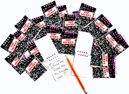 Dondor TOP SECRET' Spiral Note Pads Party Favors (24 Pads Included)