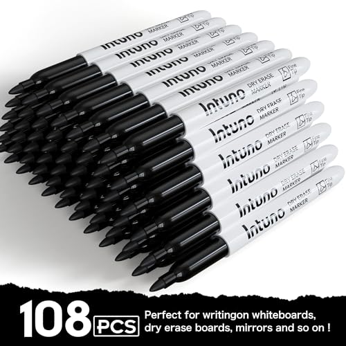 Dry Erase Markers, 108 Count Black, Fine tip, Low-Odor, Perfect for Office, Teaching, Meeting, Presentation, Classroom, Home