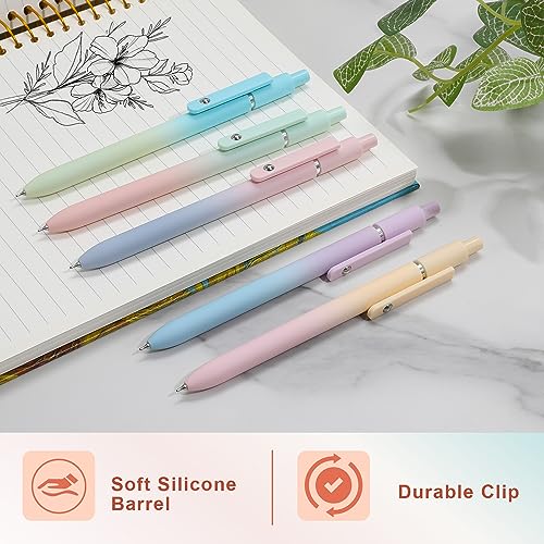 Gel Pens, 5Pcs Smooth Writing Medium Point 0.7mm Pens for Journaling, Black Ink Cute Stationary Office Desk Accessories, Aesthetic School Office Supplies for Women (5Pcs Gradient-Black Ink) - color: 5Pcs Gradient-Black Ink