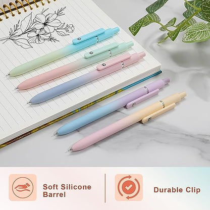 Gel Pens, 5Pcs Smooth Writing Medium Point 0.7mm Pens for Journaling, Black Ink Cute Stationary Office Desk Accessories, Aesthetic School Office Supplies for Women (5Pcs Gradient-Black Ink) - color: 5Pcs Gradient-Black Ink
