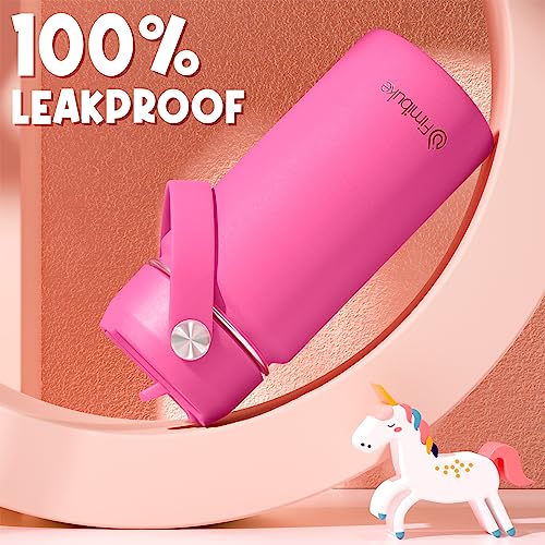 Fimibuke Kids Insulated Water Bottle, 14oz BPA FREE 18/8 Stainless Steel Travel Tumbler Double Wall Vacuum Leak Proof Kids Cup with Straw Metal Water Bottle for School Boys Girls(1 Pack, Magenta) - color: B11. Magenta