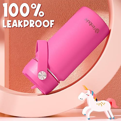 Fimibuke Kids Insulated Water Bottle, 14oz BPA FREE 18/8 Stainless Steel Travel Tumbler Double Wall Vacuum Leak Proof Kids Cup with Straw Metal Water Bottle for School Boys Girls(1 Pack, Magenta) - color: B11. Magenta