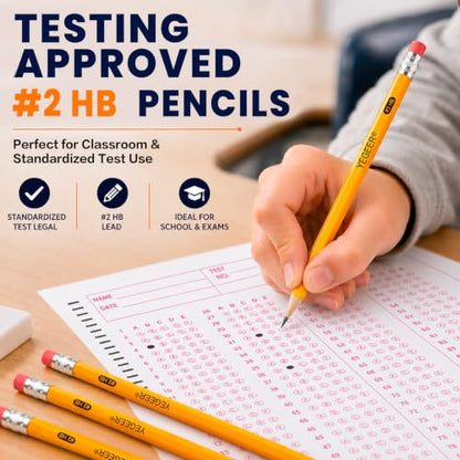 240 Pack #2 HB Pre-Sharpened Wood-Cased Graphite Pencils Bulk Pack with 24 Pencil Sharpeners and Top Erasers, for Writing, Drawing and Sketching, School, Classroom, Office & Standardized Testing (240)