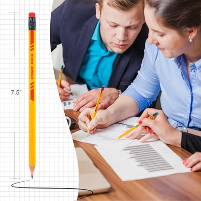 #2 HB Pencils, 50 Count Pre-Sharpened Yellow Wood Pencils Bulk Pack with Erasers, Break Resistant Lead, Smooth Writing for School, Classroom, Teacher & Office Supplies