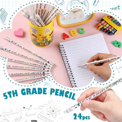 Tenceur 24 Pcs Kindergarten Pencils Bulk Motivational Pencils with Erasers Inspirational Pencil with Back to School Supplies for Kids Student Teacher Classroom Reward - style: Kindergarteners