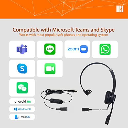 IPD IPH-250 USB Headset with Noise Cancelling Microphone for Office and Call cengter- Compatible with Skype, Microsoft Teams, Cisco Jabber, Avaya One-X and Other Soft Phones - color: Leather Cushion, style: Monaural