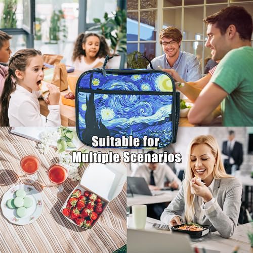 Art Starry Sky Lunch Bag Insulated Reusable Lunch Box Kids Girls Boys Cooler Thermal Tote Bag For Men Women School Work Picnic - color: Starry Sky