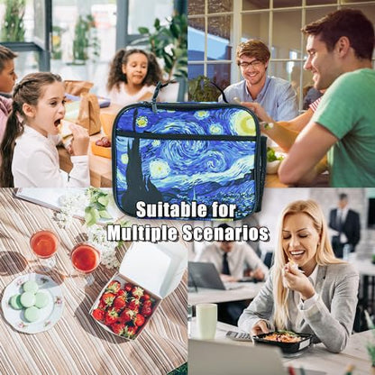 Art Starry Sky Lunch Bag Insulated Reusable Lunch Box Kids Girls Boys Cooler Thermal Tote Bag For Men Women School Work Picnic - color: Starry Sky