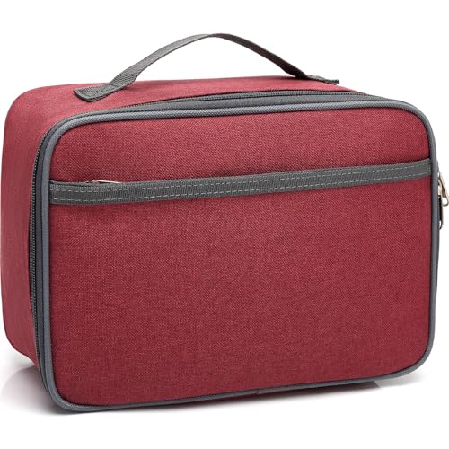 FlowFly Kids Lunch box Insulated Soft Bag Mini Cooler Back to School Thermal Meal Tote Kit for Girls, Boys,Women,Men, Deep Red - color: Deep Red