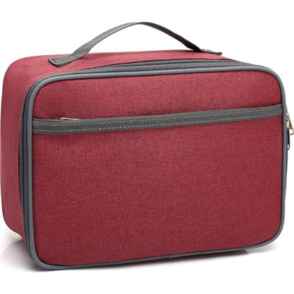 FlowFly Kids Lunch box Insulated Soft Bag Mini Cooler Back to School Thermal Meal Tote Kit for Girls, Boys,Women,Men, Deep Red - color: Deep Red
