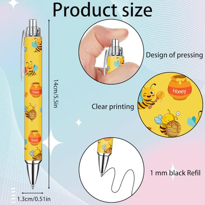 Idealmuzik Bee Pens Set – Cute Yellow & White Bumblebee-Themed Gel Pens for Teens, and Adults – Fun Bee Stationery for School, Office, Journaling, and Gift Giving, 10 Pack - style: Bee