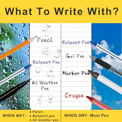 3 Ring Weatherproof Binder Notebook Kit with Waterproof Cover and 300 Pages All-Weather Loose Leaf Paper 8.5"x11" for Outdoor Tactical Field Camping Note (Green)