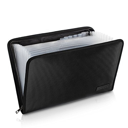 ENGPOW Fireproof File Folder Fireproof Fire and Water Resistant Money Document Bag with A4 Size 13 Pockets Zipper Closure Non-Itchy Silicone Coated Portable Filing Organizer Pouch(14.3" x 9.8") - color: Black, size: 13 Standard Pockets