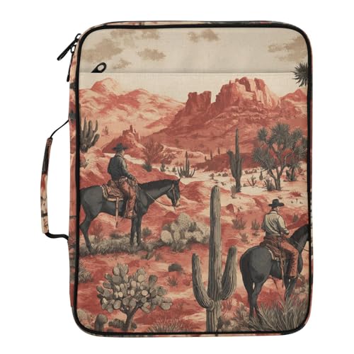 Cowboys Horses Cactus Desert Accordion File Organizer Expanding File Folder Zipper Binder 3 Ring with Handle 500 Sheets Capacity Document Organizer Storage Bag Multi Pockets Design - color: Cowboys Horses Cactus Desert