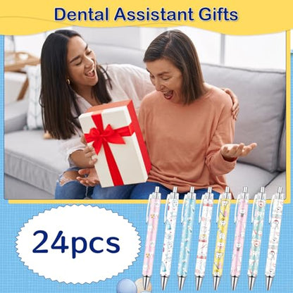 Dental Ballpoint Pens Gifts - 24 Pcs Teeth Pens Sets Tooth Retractable Writing Ball Point Pen Dental Assistant Hygienist Appreciation Gifts for Office Stationery Home School Supplies - style: Dental
