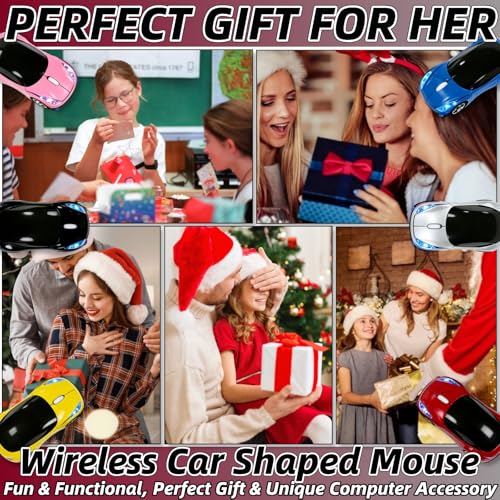Black Wireless Mouse，Mini Car Computer Mouse，1600DPI 2.4G with USB Receiver, Ergonomic Cute Computer Mice for Laptop, PC, Windows, Mac OS (Black) - color: Black
