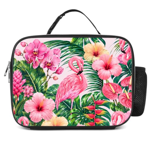 Flamingo Lunch Box Insulated Reusable Lunch Bag Tote Cooler for Women Men Boy Girl School Work Office Picnic - color: Flamingo