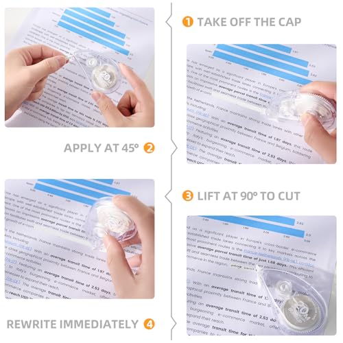White Correction Tape, 10 Pack 65.62ft Strong Covering Instant Fixc | 0.197 inch wide, smooth writing & copy-proof no marks. Bulk value pack, ideal for school, office and daily paperwork use.