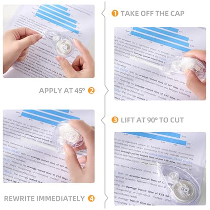 White Correction Tape, 10 Pack 65.62ft Strong Covering Instant Fixc | 0.197 inch wide, smooth writing & copy-proof no marks. Bulk value pack, ideal for school, office and daily paperwork use.