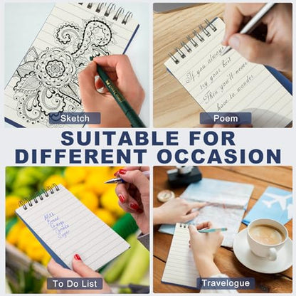 Tenceur 18 Pcs Pocket Notebook Bulk Small 3x5 Inch Spiral Notepads Mini Top Bound Notebook with Lined 120 Pages Ruled Memo Pads for Office College Nurse Essentials Back to School Gift (Blue) - color: Blue