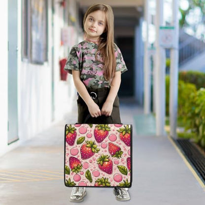 3 Ring Zipper Binder Strawberry Pink Bubbles Binders Bag with Shoulder Strap 500 Sheets Paper Organizer Trapper Keeper Documents Storage File Folder for School Office - color: A427