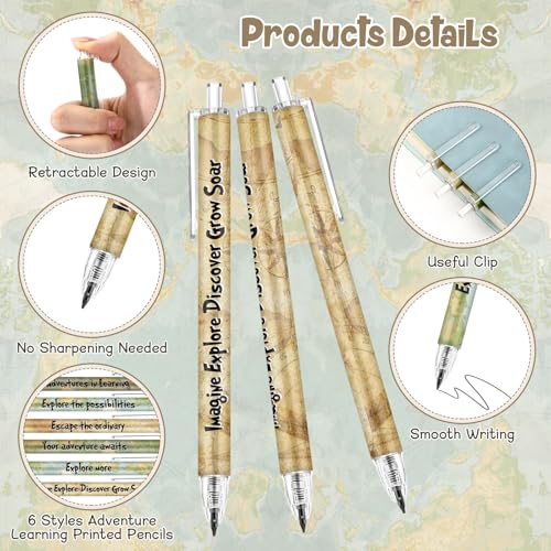 Sinload 60 Pcs Mechanical Pencil Bulk, 0.7 mm Cute Motivational Mechanical Pencil for Writing, Sketching, Drawing, Gifts from Teacher Reward Office Supplies Bee Party(Explore) - style: Explore