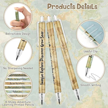 Sinload 60 Pcs Mechanical Pencil Bulk, 0.7 mm Cute Motivational Mechanical Pencil for Writing, Sketching, Drawing, Gifts from Teacher Reward Office Supplies Bee Party(Explore) - style: Explore