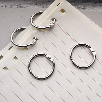 Antner 100Pcs 1 Inch Loose Leaf Binder Rings Nickel Plated Metal Office Book Rings Clips Keychain Keyrings for Index Cards, Flashcards, Notebooks, Photos, Scrapbooks, Home Office Supplies, Silver - size: 1 Inch-100 Pieces