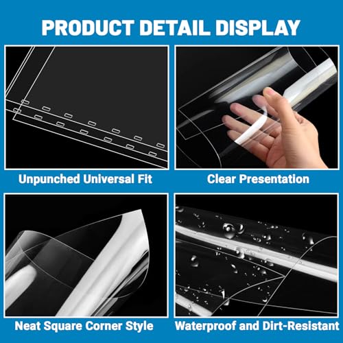 24 Pack 8.5 x 11 Inches PVC Clear Binding Covers, Letter Size 8 Mil Report Cover Sheets for Business Presentation Document Binding Office Supplies, Unpunched, Square Corners